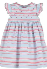 Luli & Me Stripe Dotted Dress Blue