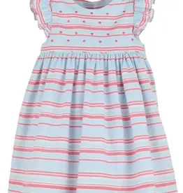 Luli & Me Stripe Dotted Dress Blue
