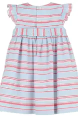 Luli & Me Stripe Dotted Dress Blue
