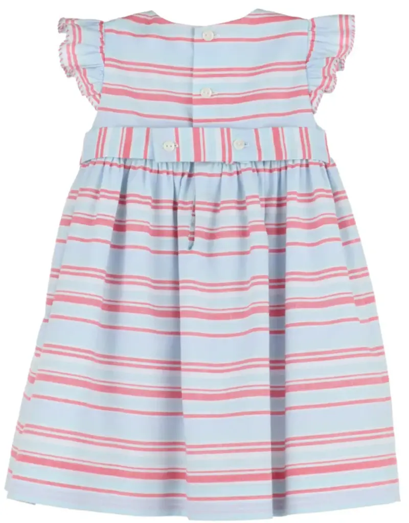 Luli & Me Stripe Dotted Dress Blue