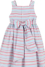 Luli & Me Stripe Dotted Smock Dress Blue