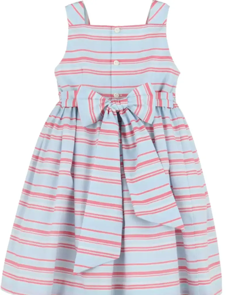 Luli & Me Stripe Dotted Smock Dress Blue