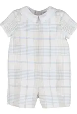 Luli & Me Plaid Boy Romper Blue
