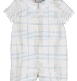Luli & Me Plaid Boy Romper Blue