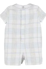Luli & Me Plaid Boy Romper Blue