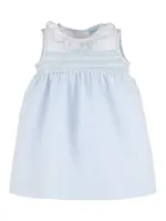 Luli & Me Blue Stripe Combo Smock Dress