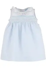 Luli & Me Blue Stripe Combo Smock Dress