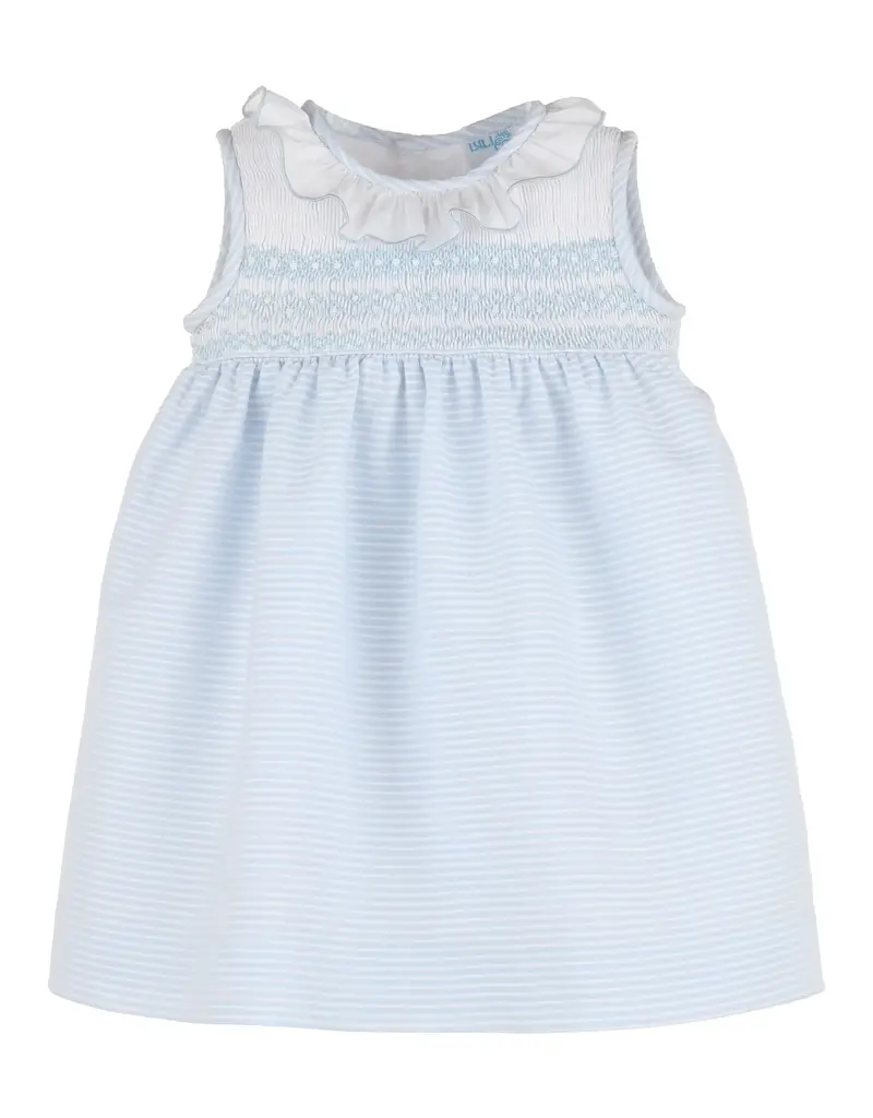 Luli & Me Blue Stripe Combo Smock Dress