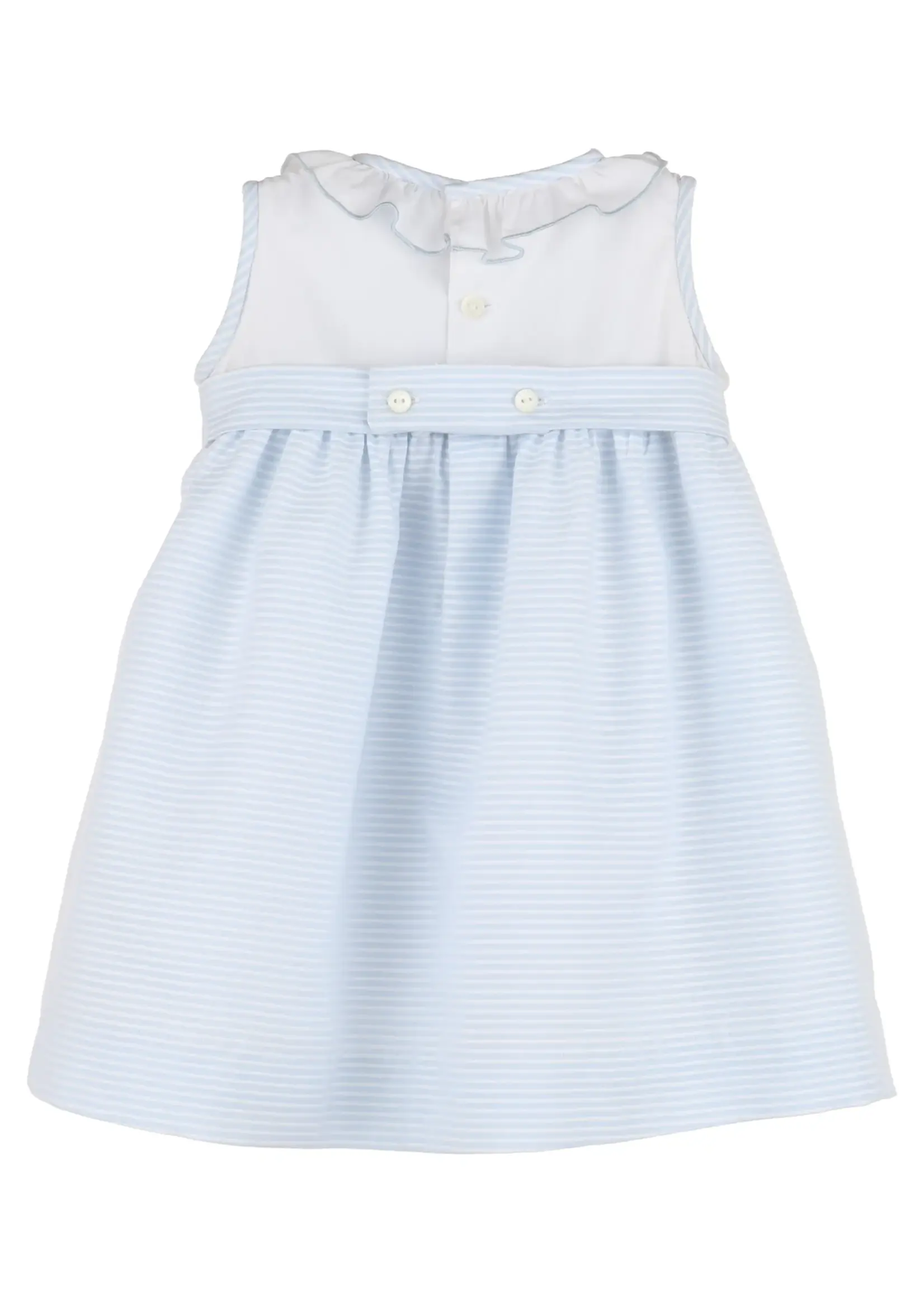 Luli & Me Blue Stripe Combo Smock Dress