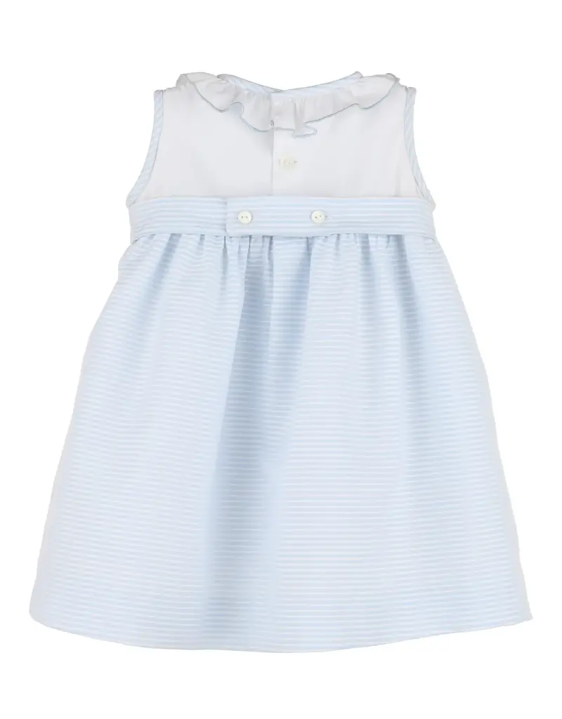 Luli & Me Blue Stripe Combo Smock Dress
