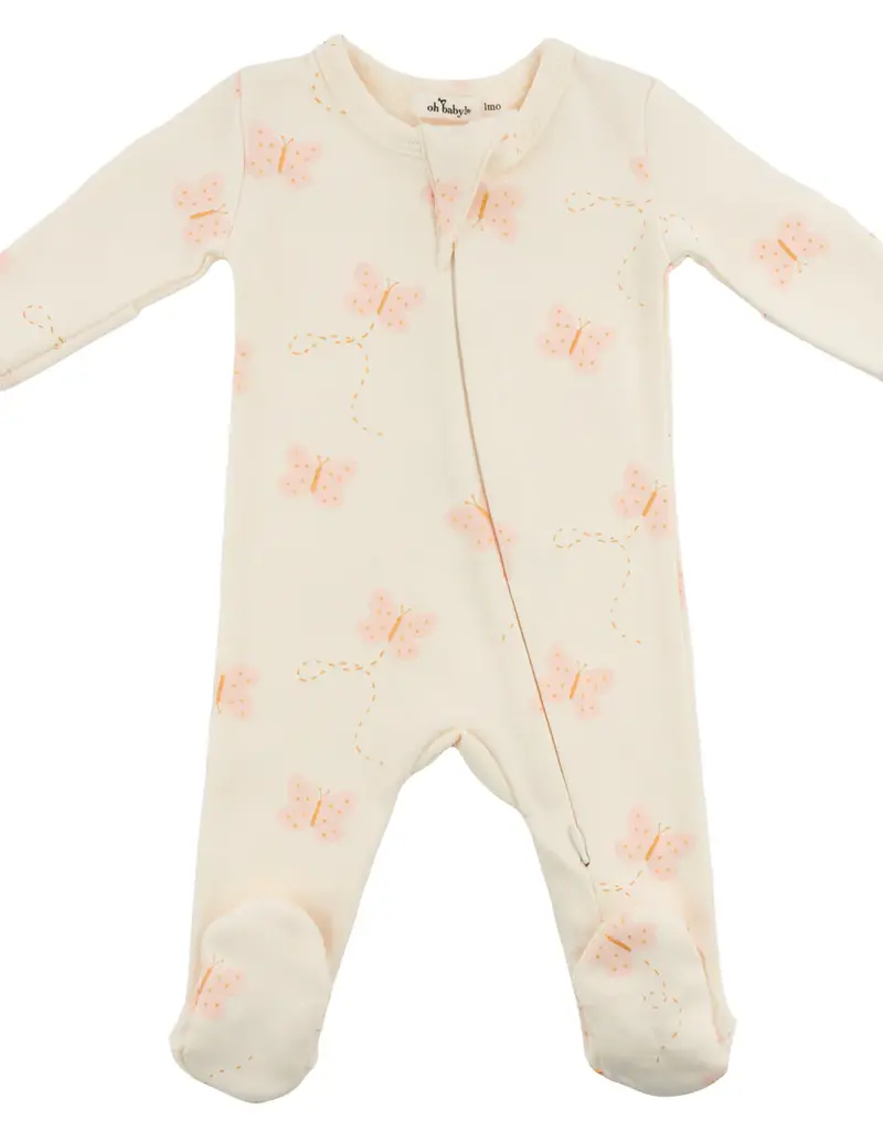 oh baby! Mini Butterflies Pink Footie Milk