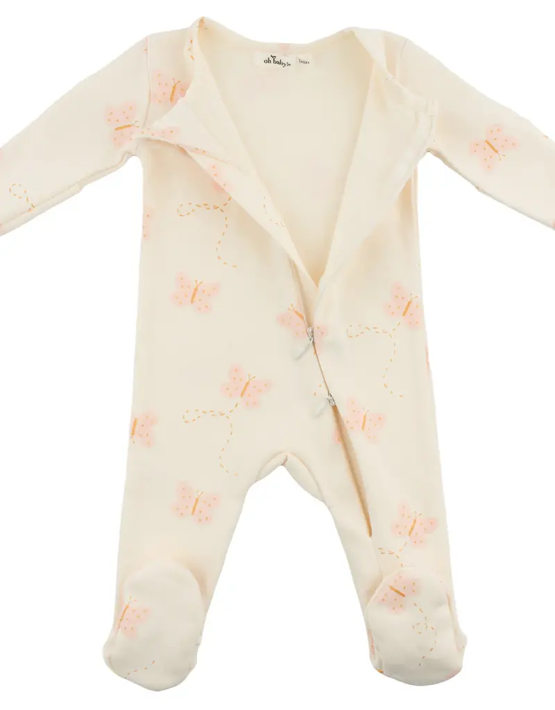 oh baby! Mini Butterflies Pink Footie Milk