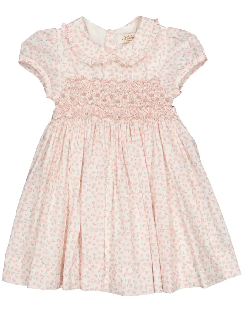 Kidiwi France Petronille Smocked Dress Daisy Pink Print
