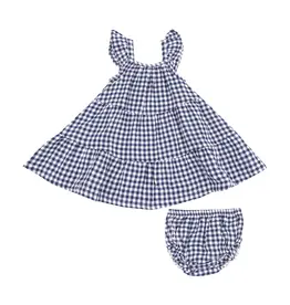Angel Dear Navy Gingham Twirly Sundress