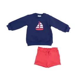 Angel Dear Sailboat Oversized Appl Sweatshirt Paperbag Short
