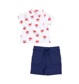 Angel Dear Crabby Cuties Polo Shirt and French Terry Short