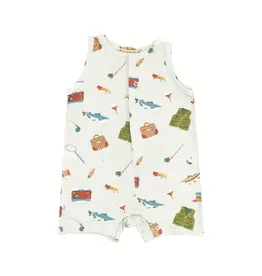 Angel Dear Fishing Things Green Sleeveless Shortie Romper Green