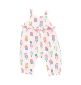 Angel Dear Floral Popsicles Ruffle Waist Romper Pink
