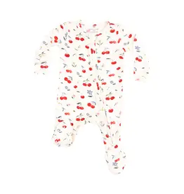 Angel Dear Watercolor Cherries +   Gingham 2 Way Zipper Footie