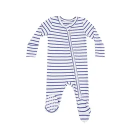 Angel Dear Stripe Vintage Blue 2 Way Zipper Footie