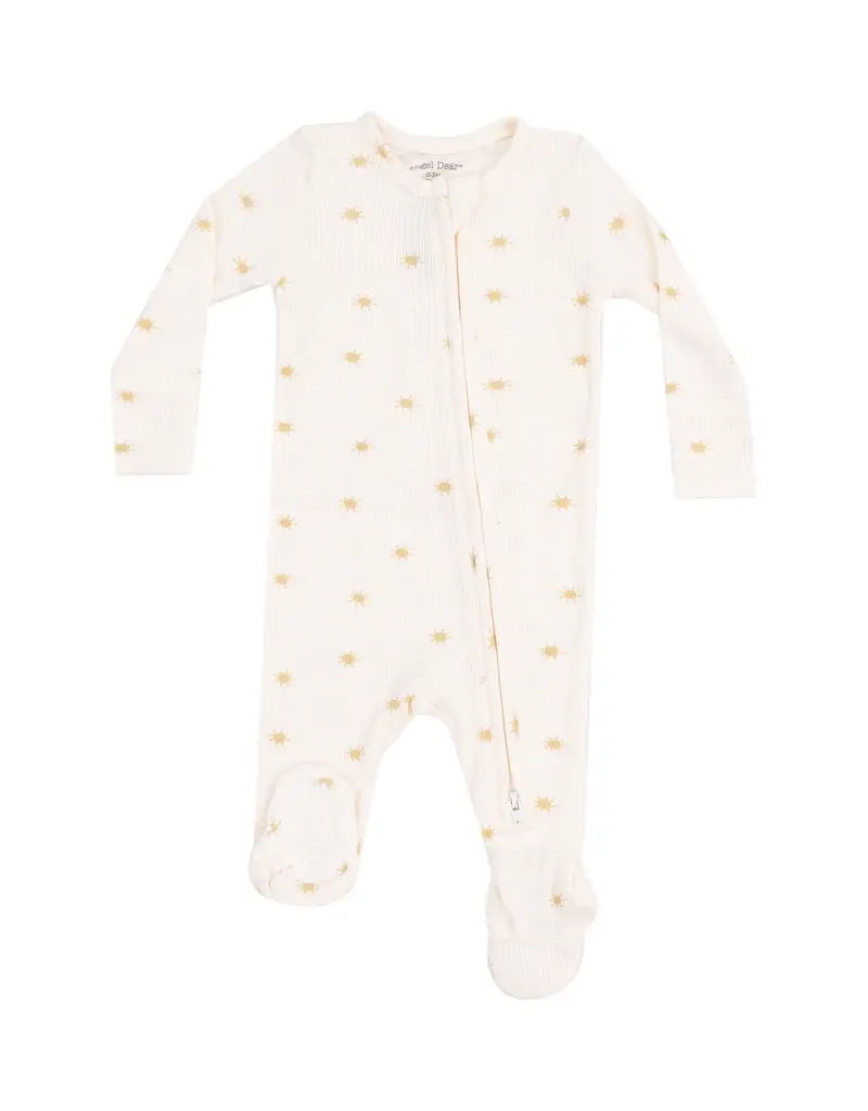 Angel Dear Simple Suns 2 Way Zipper Footie Beige