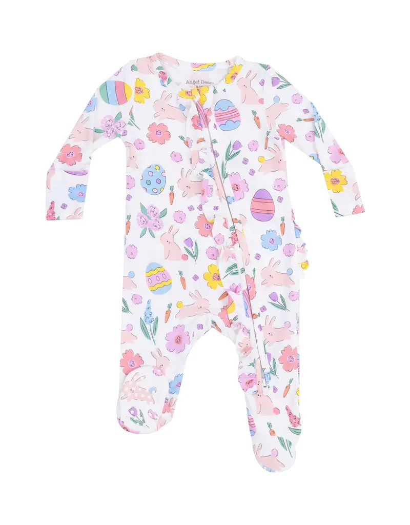 Angel Dear Easter Bunnies 2 Way Ruffle Zipper Footie Pink
