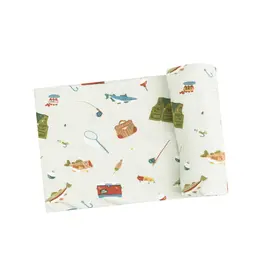 Angel Dear Fishing Things Green Swaddle Blanket