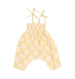 Angel Dear Yellow Mod Daisy Tie Strap Smocked Romper