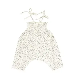 Angel Dear Jadeite Simple Floral Tie Strap Smocked Romper