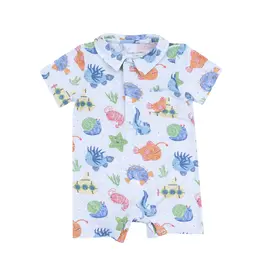 Angel Dear Cute Ocean Creatures Polo Shortie Blue