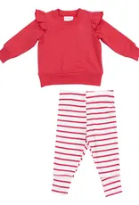 Angel Dear Stripe Vintage Red French Terry Sweatshirt And Leggings