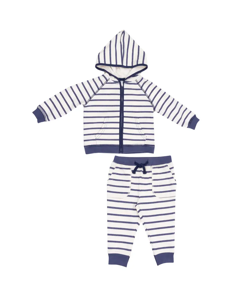 Angel Dear Navy Stripe French Terry Hoodie And Jogger