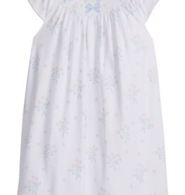 Little English Smocked Bishop Dress Blue Bow Bouquet