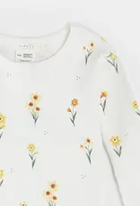 Petit Lem PJ L/S TOP PANT KNIT OFF WHITE FLOWER PRINT