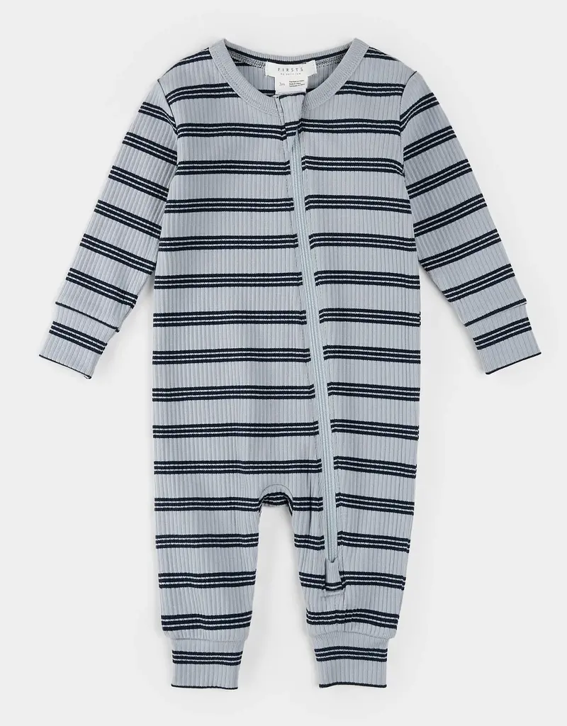 Petit Lem SLEEPER KNIT LT BLUE STRIPE