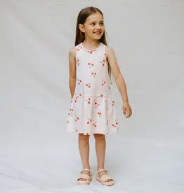 miles the label CHERRY PRINT BLUSH RACERBACK JERSEY DRESS