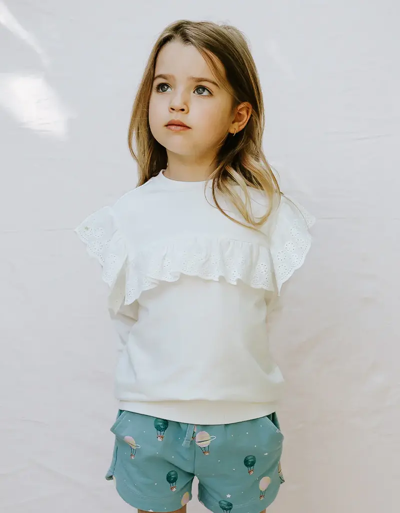 miles the label LACE  L/S KNIT TOP OFFWHITE