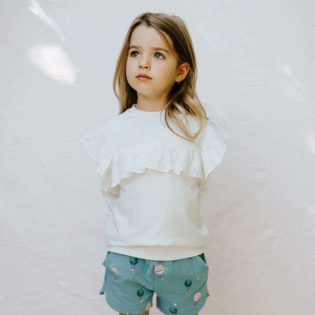 LACE L/S KNIT TOP OFFWHITE - Tip Toes