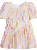 Bisby SALE. Asymetrical Dress Watercolor Color Block