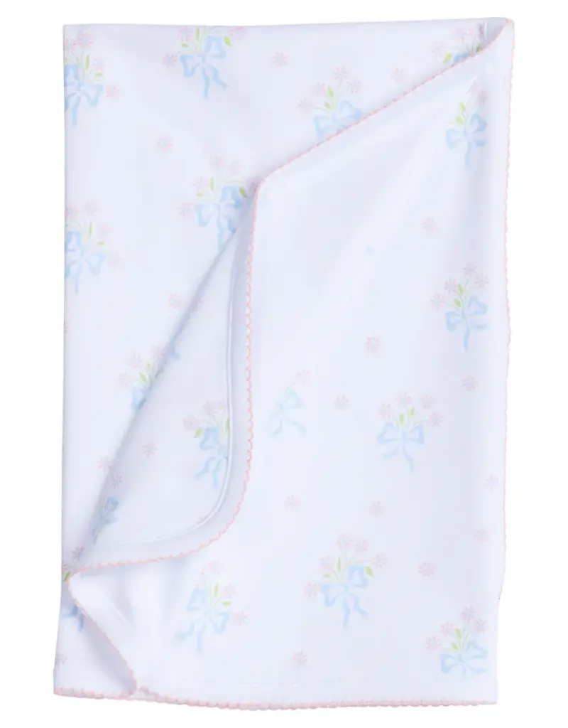 Little English Printed Blanket Blue Bow Bouquet