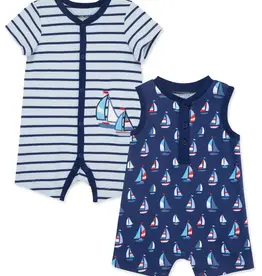Little Me Sailboats 2pk Rompers