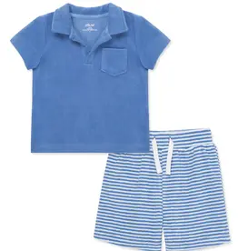 Little Me Blue Terry Short Set