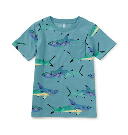 Tea Collection Printed Pocket Tee Painted Shark