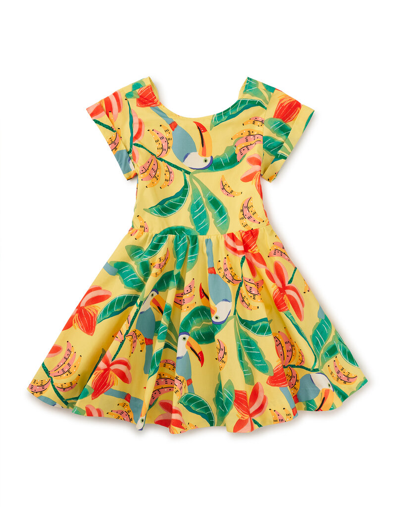 Tea Collection Button Back Skirted Dress Toucan Banana Tree