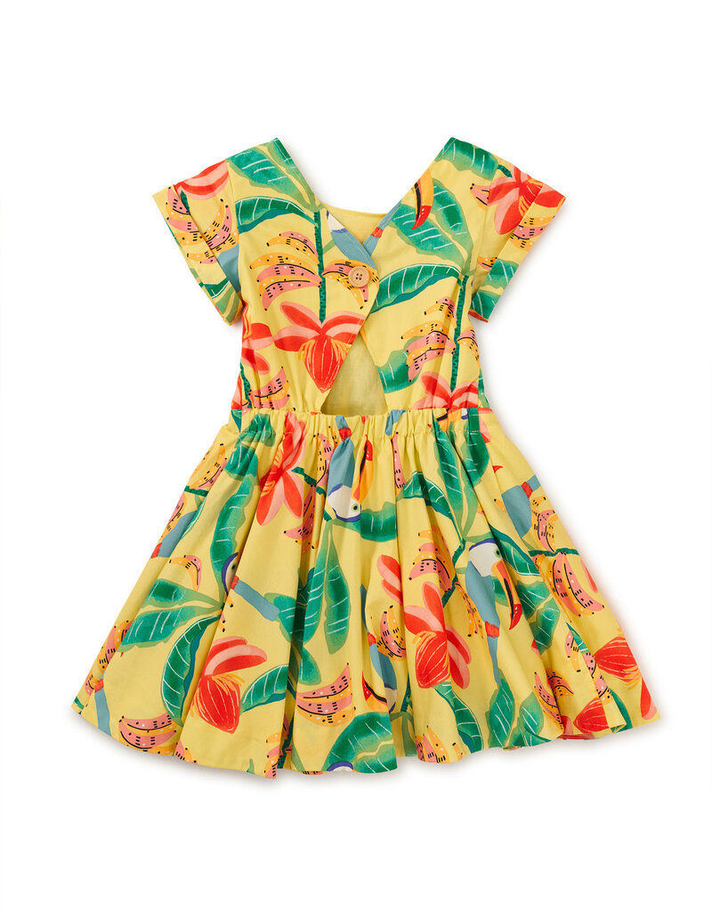 Tea Collection Button Back Skirted Dress Toucan Banana Tree