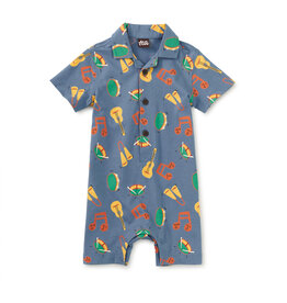 Tea Collection Camp Collar Romper Bateria Instruments