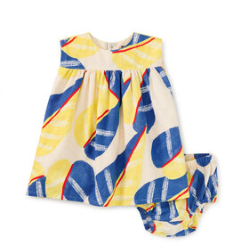 Tea Collection Printed Empire Baby Dress Set Oversized Tropical Leaf