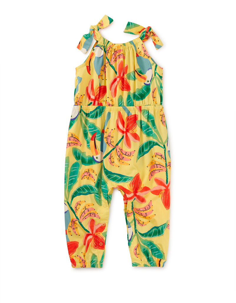 Tea Collection Tie Shoulder Baby Romper Toucan Banana Tree