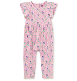 Tea Collection Baby Tulip Sleeve Romper Cattleya Orchid