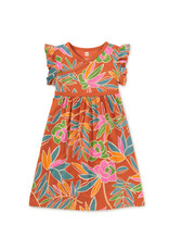 Tea Collection Wrap Neck Dress Tropical Gardenias